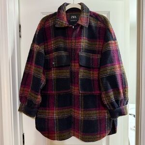 Zara Plaid Shacket in Navy, Burgundy & Olive Green